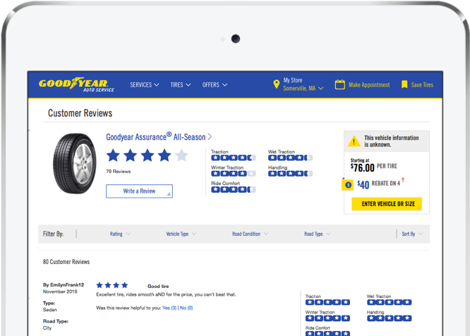 Tire Service Rating Chart